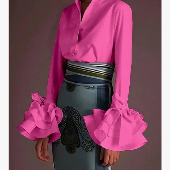 Pink Ruffle Sleeve Blouse - Picture 2 of 2